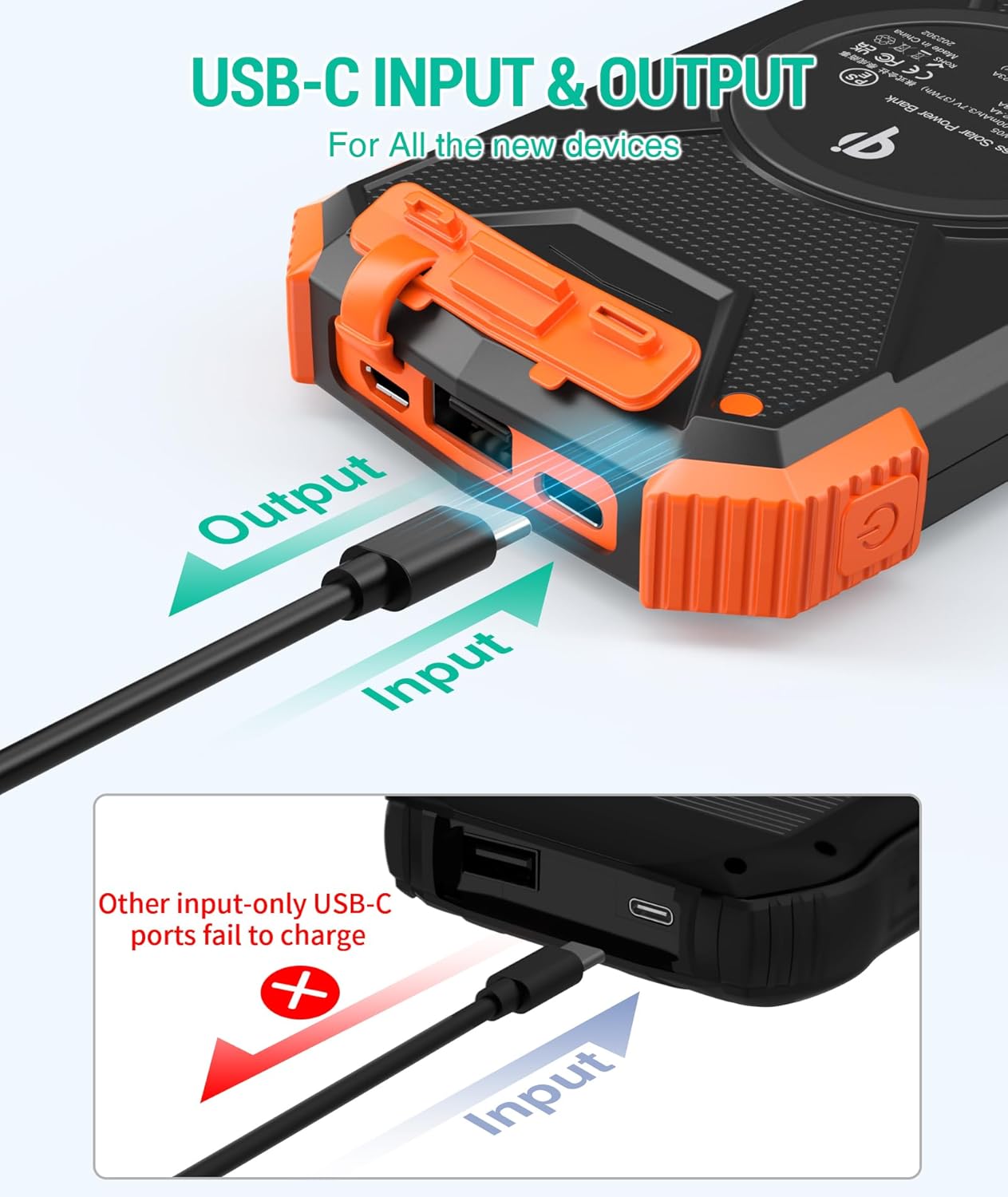 BLAVOR Solar Charger Power Bank 10,000mAh, Portable Wireless Charger, 20W Fast Charging External Battery Pack with USB C for Cell Phones, Solar Panel Charger with Dual Flashlight for Camping - Image 4